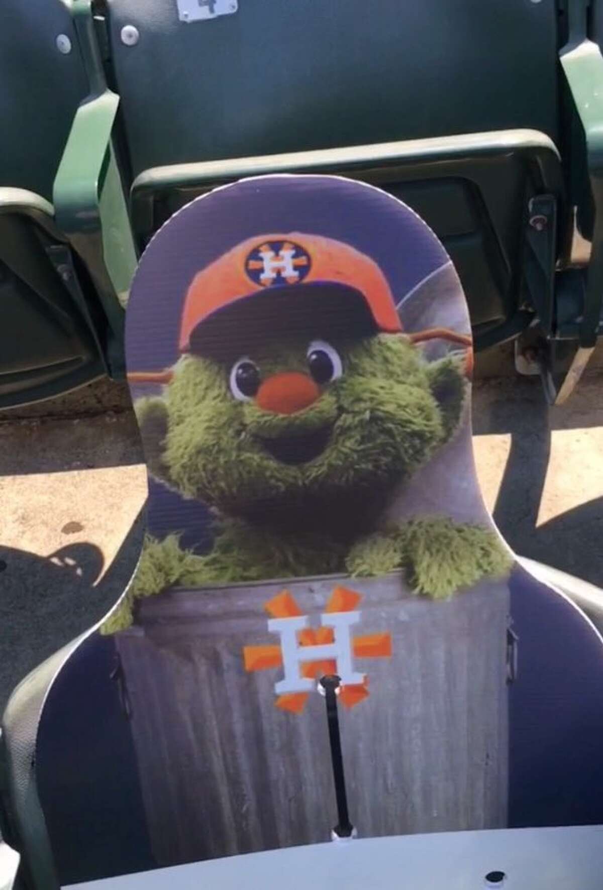 Oakland A's fan cutout of Astros mascot in trash can goes viral