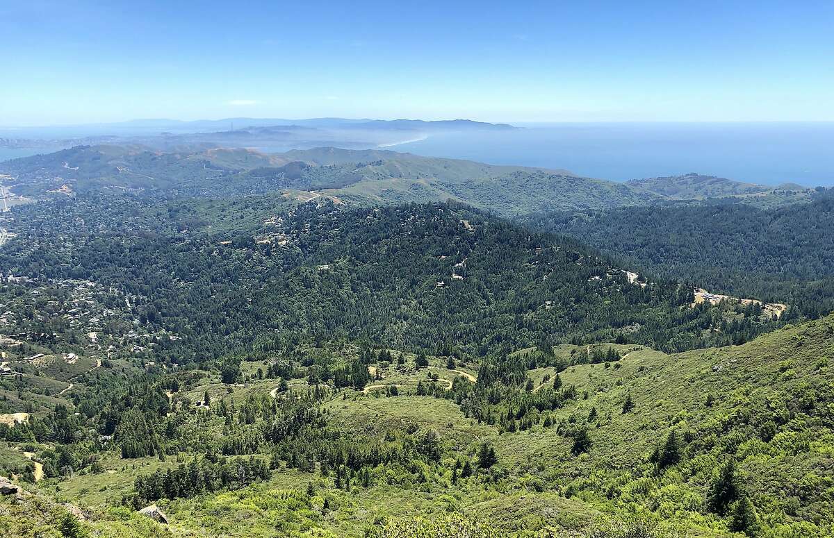 From 2,571-foot East Peak at Mount Tamalpais, you can see miles across the Marin Headlands, the ocean on one side, the bay on the other, with Ocean Beach prominent in San Francisco