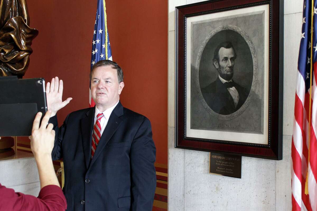 State Rep. John Frey took the oath of office for his new appointment to the federal Advisory Council on Historic Preservation.