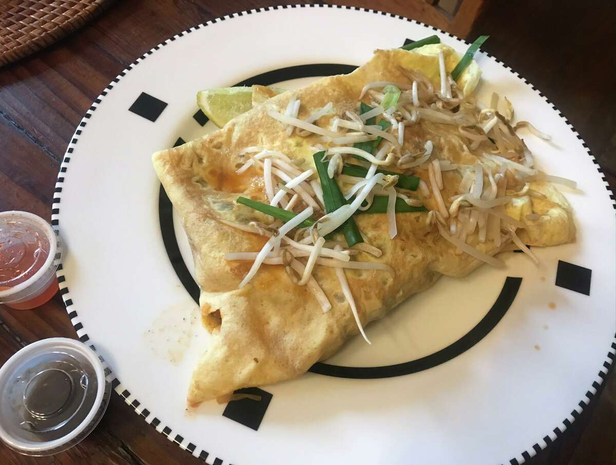 Pad Thai wrapped in omelet from Kin Dee.