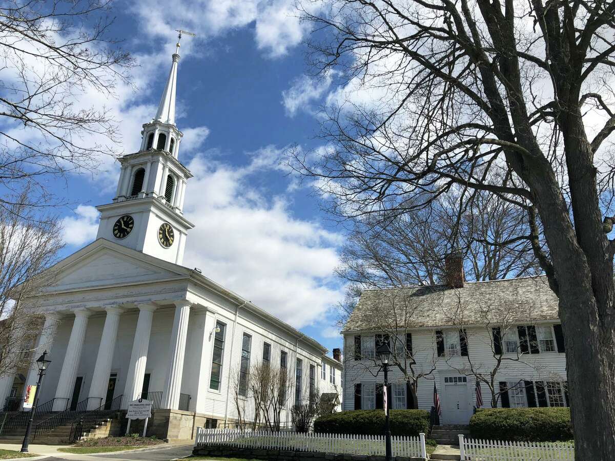 The First Congregational Church, left, will offer a virtual holiday concert and children's Christmas pageant this year.