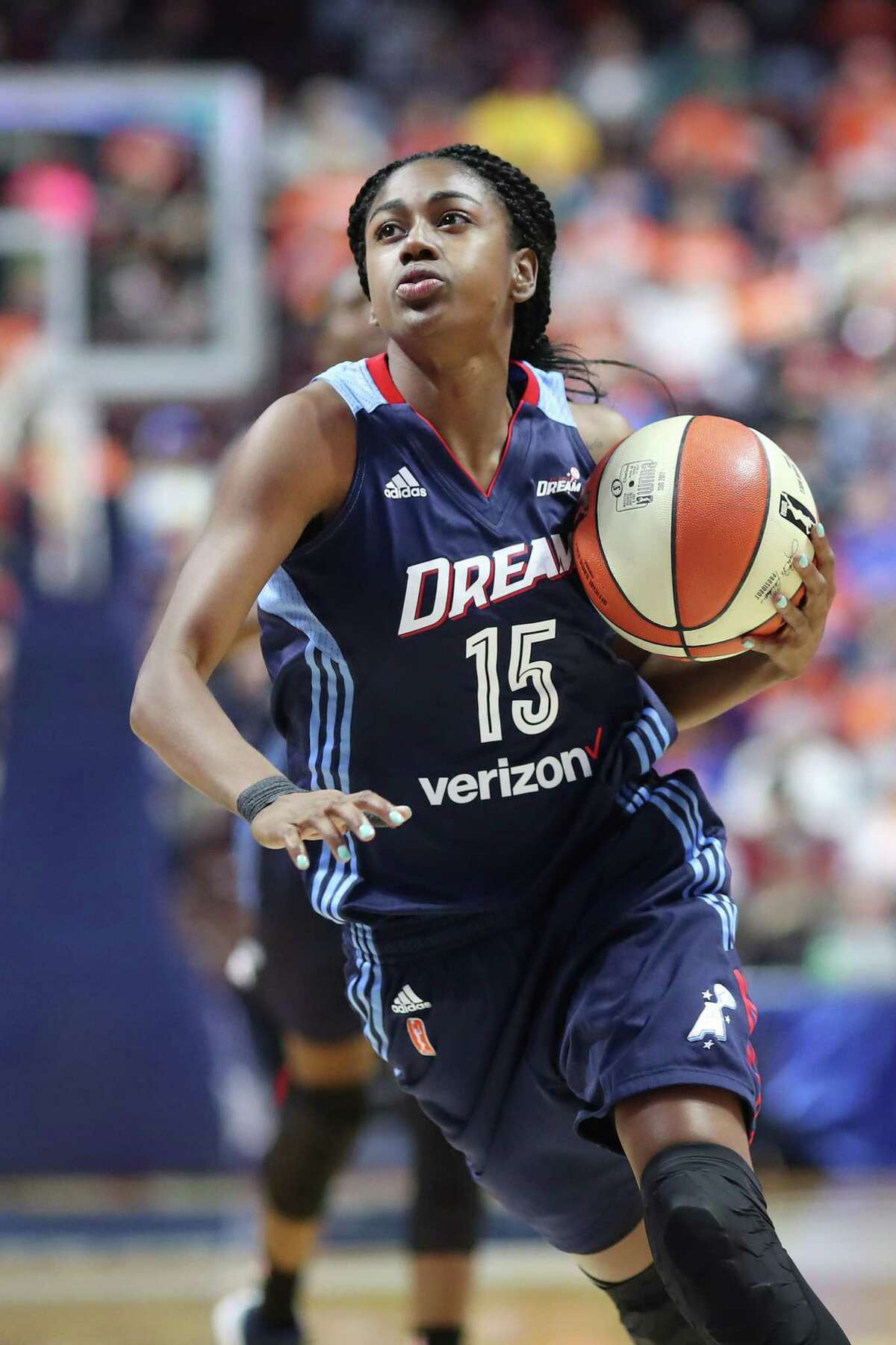 Atlanta Dream guard Tiffany Hayes during a 2017 game against the Connecticut Sun. The former UConn star hopes to advance the causes of social justice and racial equality while she sits out the WNBA season.