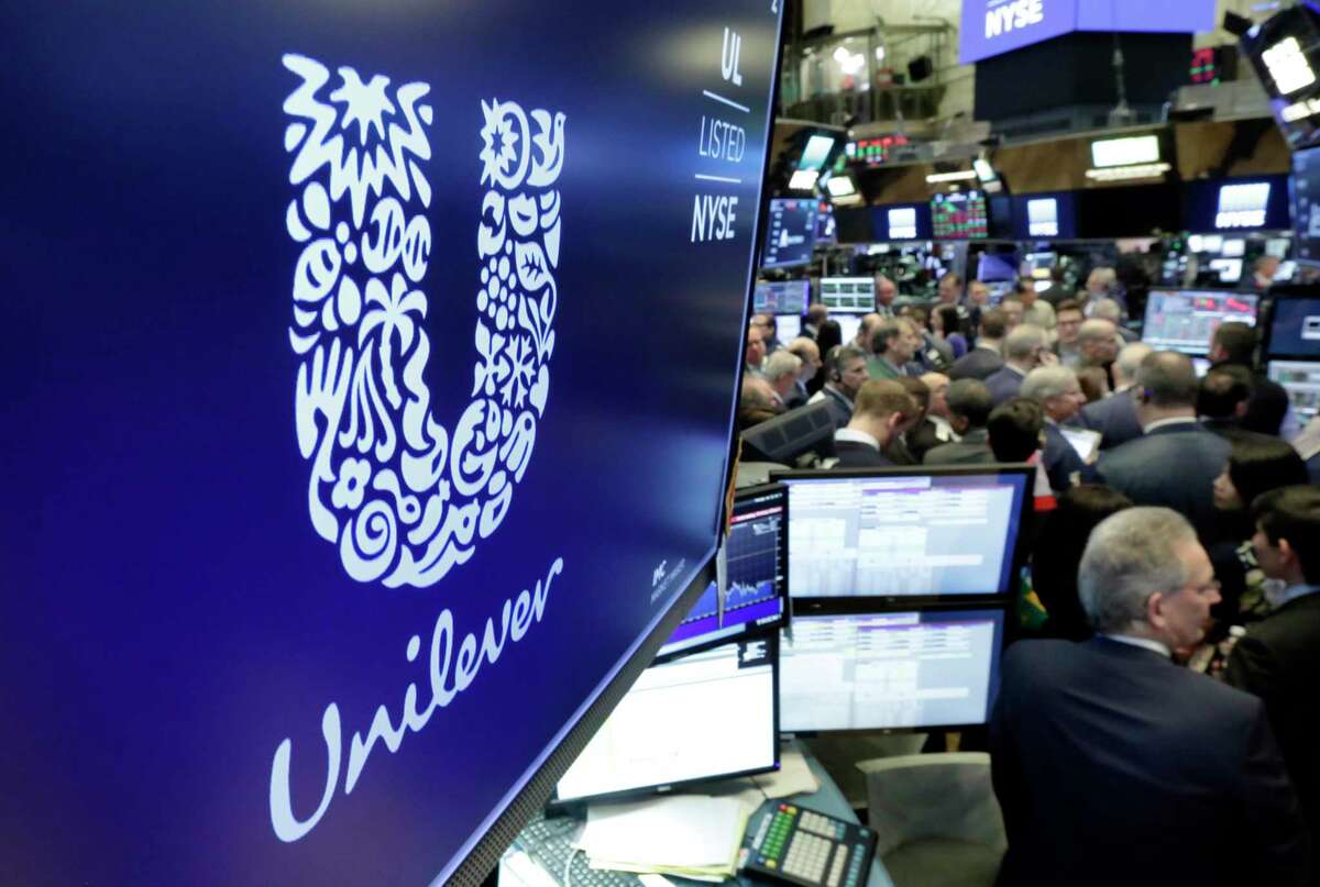 The Unilever logo on the floor of the New York Stock Exchange.