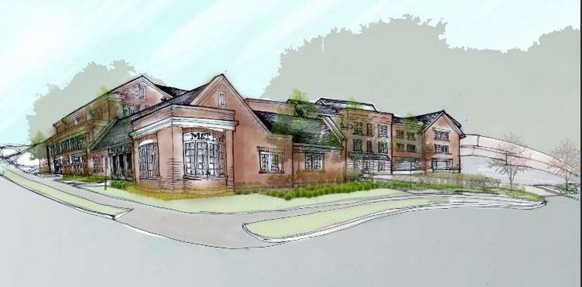 An artist’s rendering of a proposed building at 100 E. Putnam Ave. in Cos Cob.