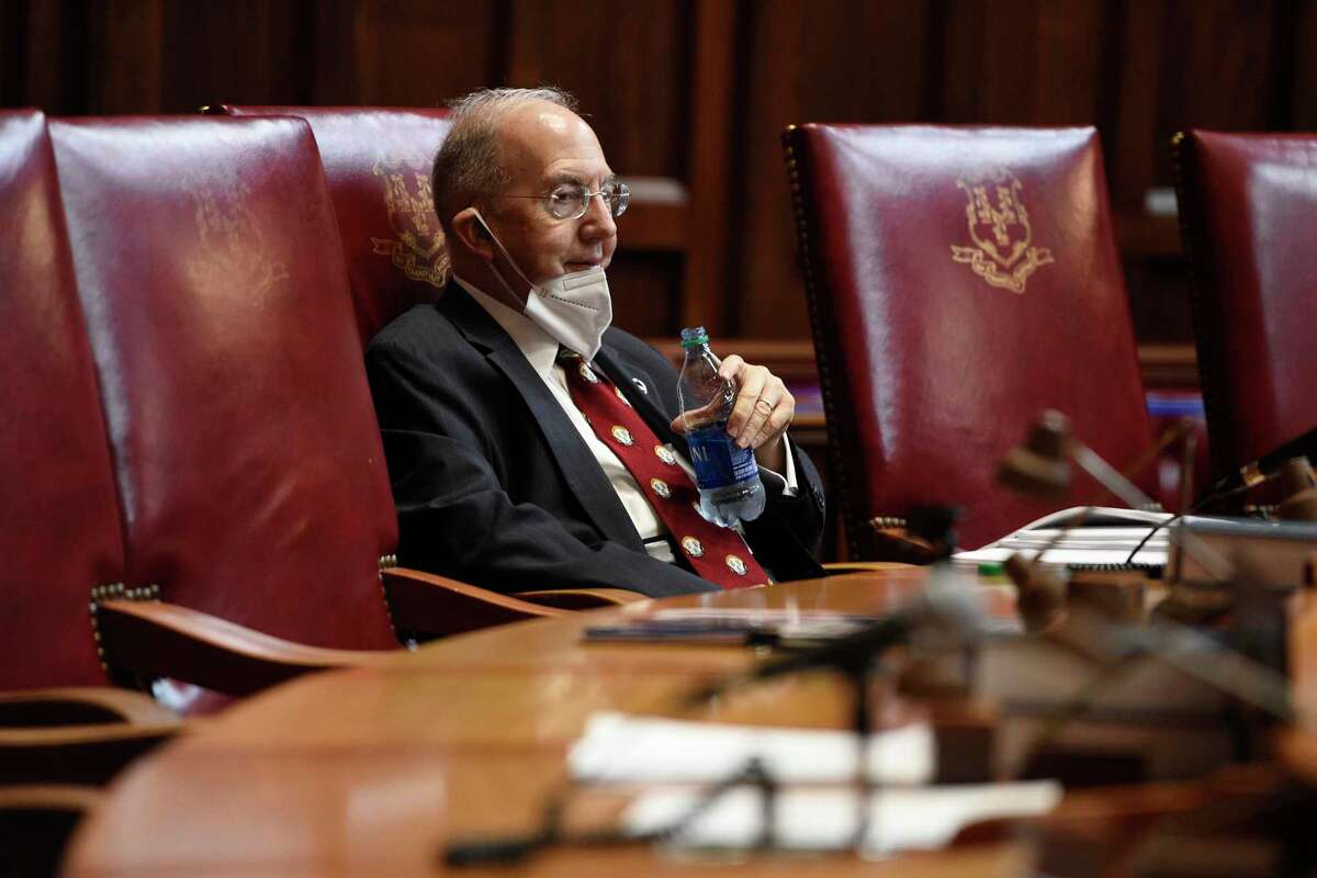 Democratic Senate President Pro Tempore Martin Looney listens during special session at the State Capitol, Tuesday, July 28, 2020, in Hartford, Conn. (AP Photo/Jessica Hill)