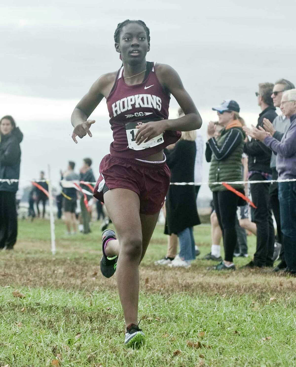 Nana Dondorful-Amos, of Hopkins School, in the FAA Girls Cross Country Championships at Sherwood Island in Westport. Monday, Oct. 28, 2019