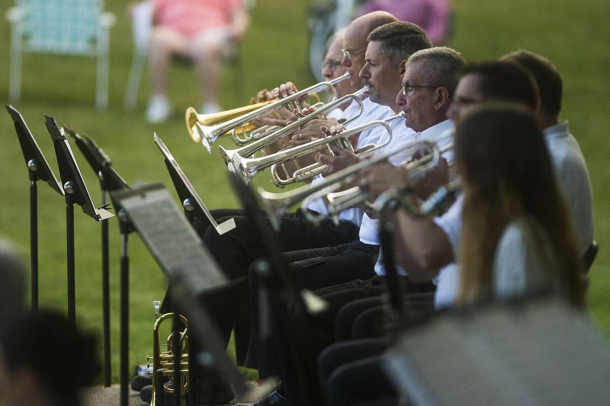 The Chemical City Band performs Wednesday, July 29, 2020 at the Nicholson-Guenther Band Shell in Central Park in Midland. (Katy Kildee/kkildee@mdn.net)