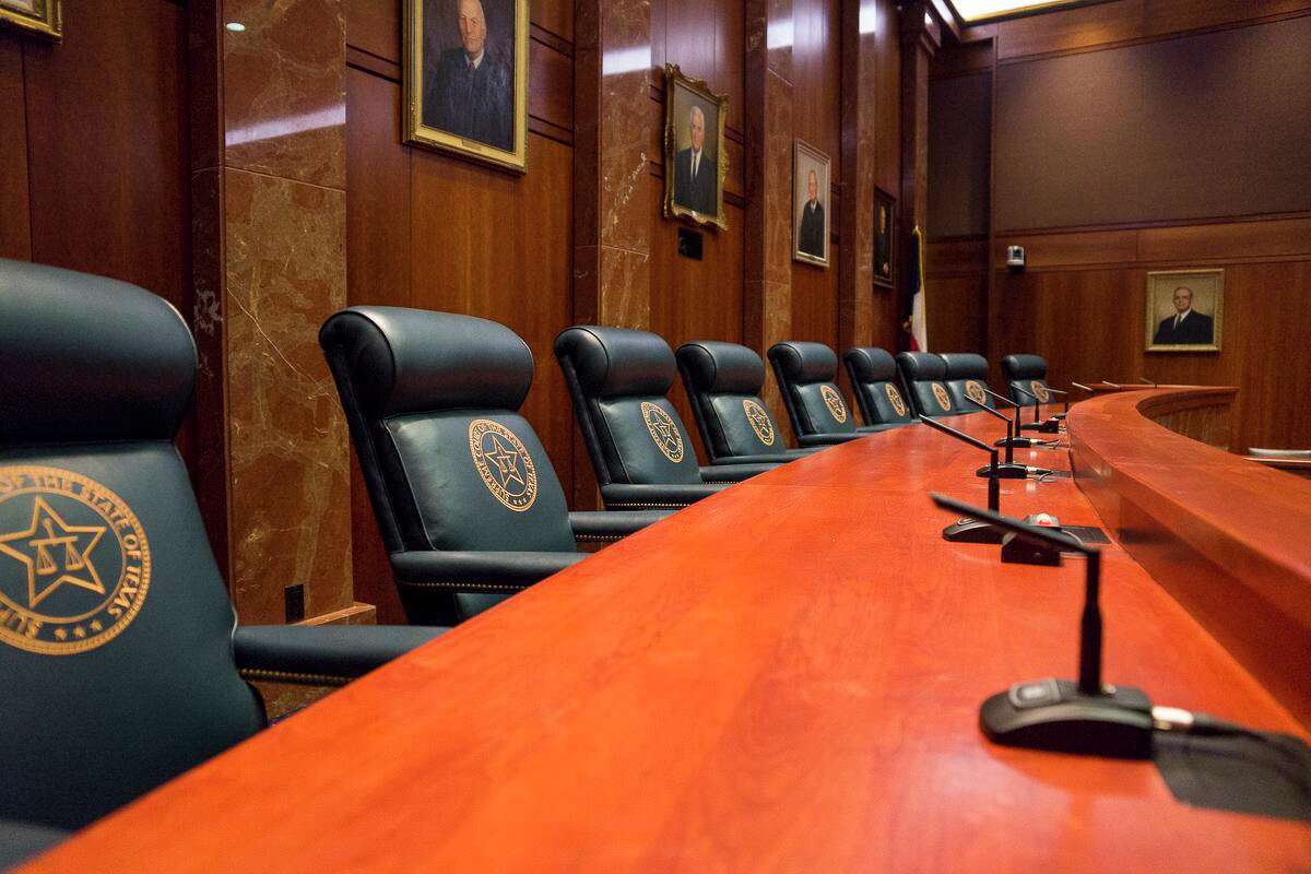 The Texas Supreme Court bench on July 30, 2020.
