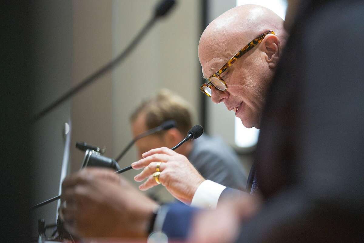 Andrew M. Vesey, Chief Executive Officer and President, PG&E Corp, during an emergency meeting of the California Public Utilities Commission with PG&E executives and board members to answer for the company’s mass power outages last week that put hundreds of thousands of customers in the dark and stoked widespread public outrage. On Friday, October 18, 2019. San Francisco, Calif.