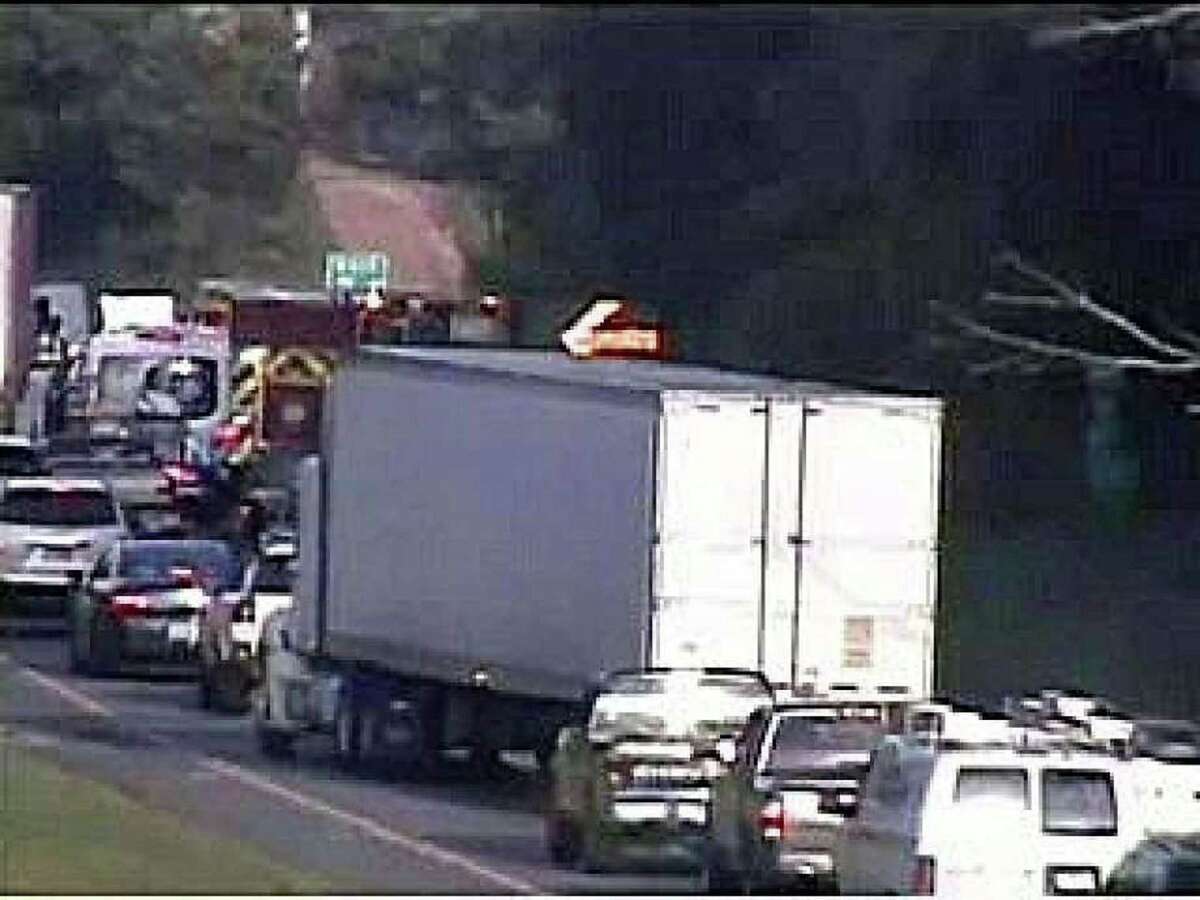 Police Driver lost control, flipped car on I84 in Newtown