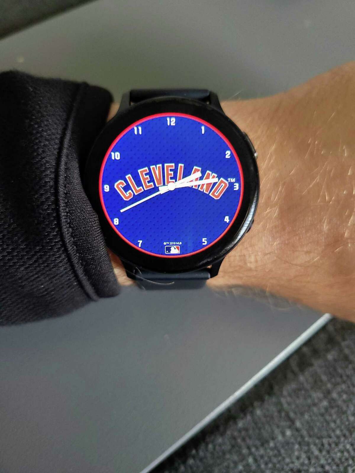 A wide array of faces are available for the Samsung Galaxy Watch Active 2 including sports themes such as this Cleveland Indians option.