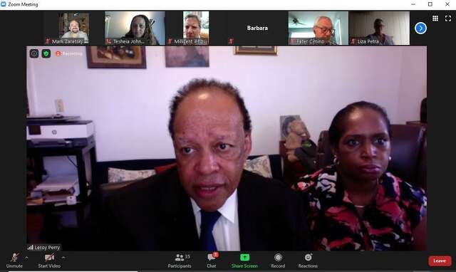 The Rev. Dr. Leroy O. Perry of the AME Zion Church in Branford speaks  Thursday, July 30, 2020, at an online Zoom forum organized by Branford churches and community organizations.