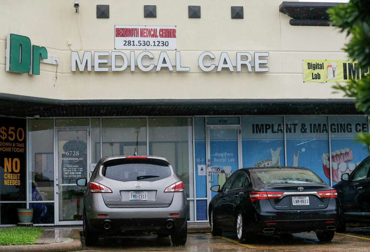 This is one of two clinics, two doors away from each other, operated by Stella Grace Immanuel, a licensed medical practitioner and preacher with the Fire Power Ministries church, at The Commons at Mission Bend shopping mall Wednesday, July 29, 2020, in Houston.