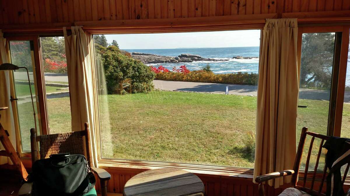 The view out the front window of the cabin on Pemaquid Point in New Harbor.