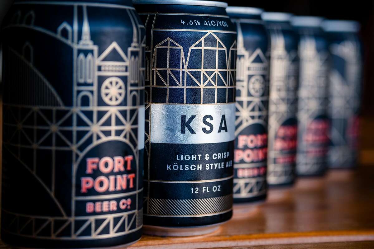A close up of Fort Point’s can of KSA K�LSCH style lager at the Fort Point Brewery in San Francisco, Calif. on Sunday, January 26, 2020.