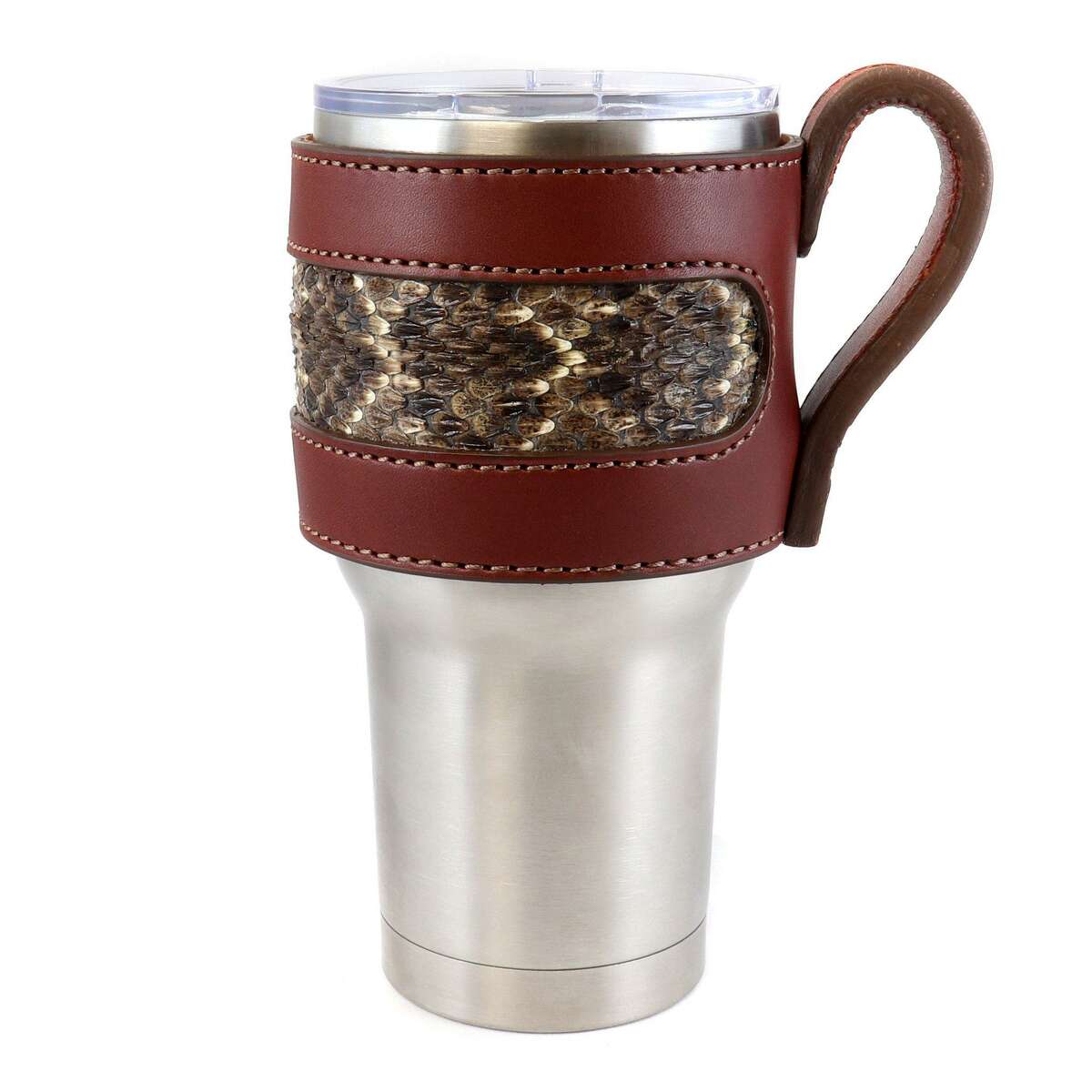 One of several Yeti leather cup handles by Tannare Leather in San Antonio. The leather handles start at $35.