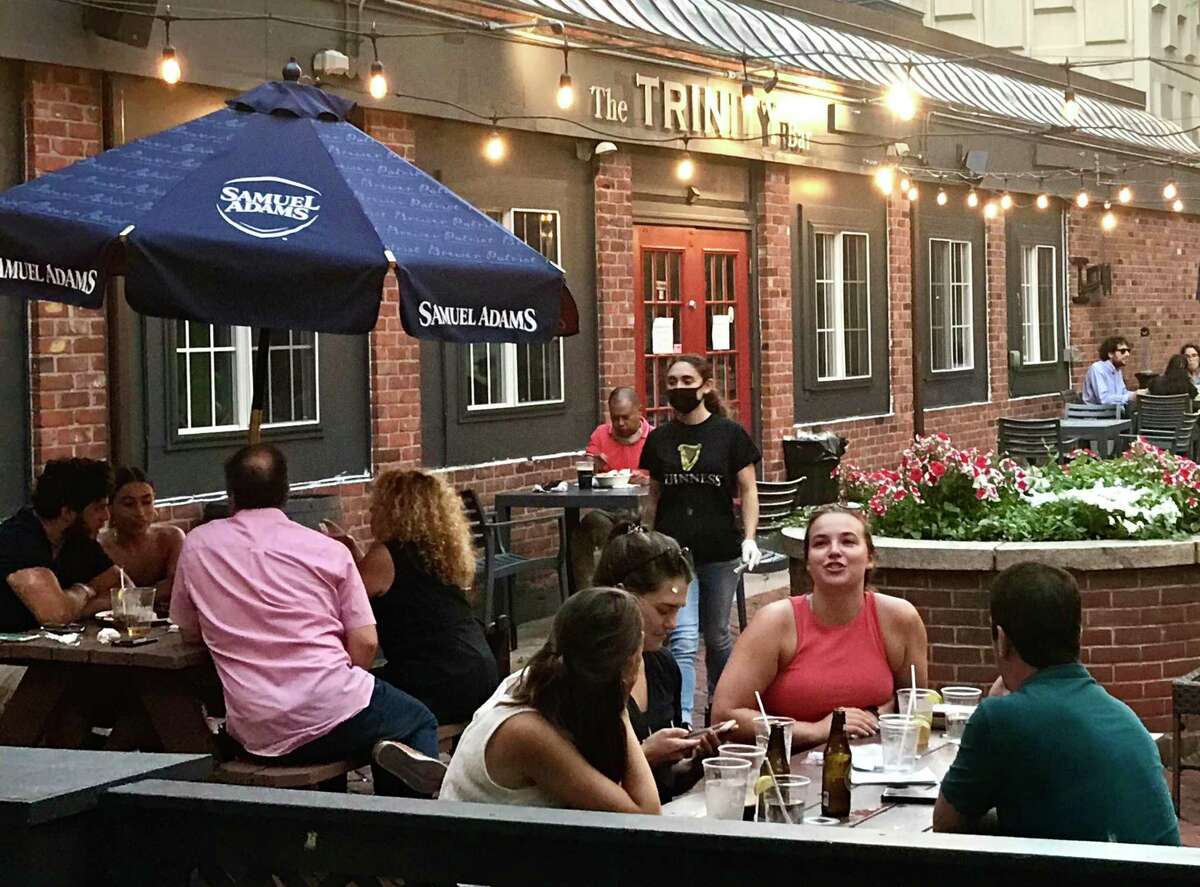 Outside on the patio at the Trinity Bar Friday night.