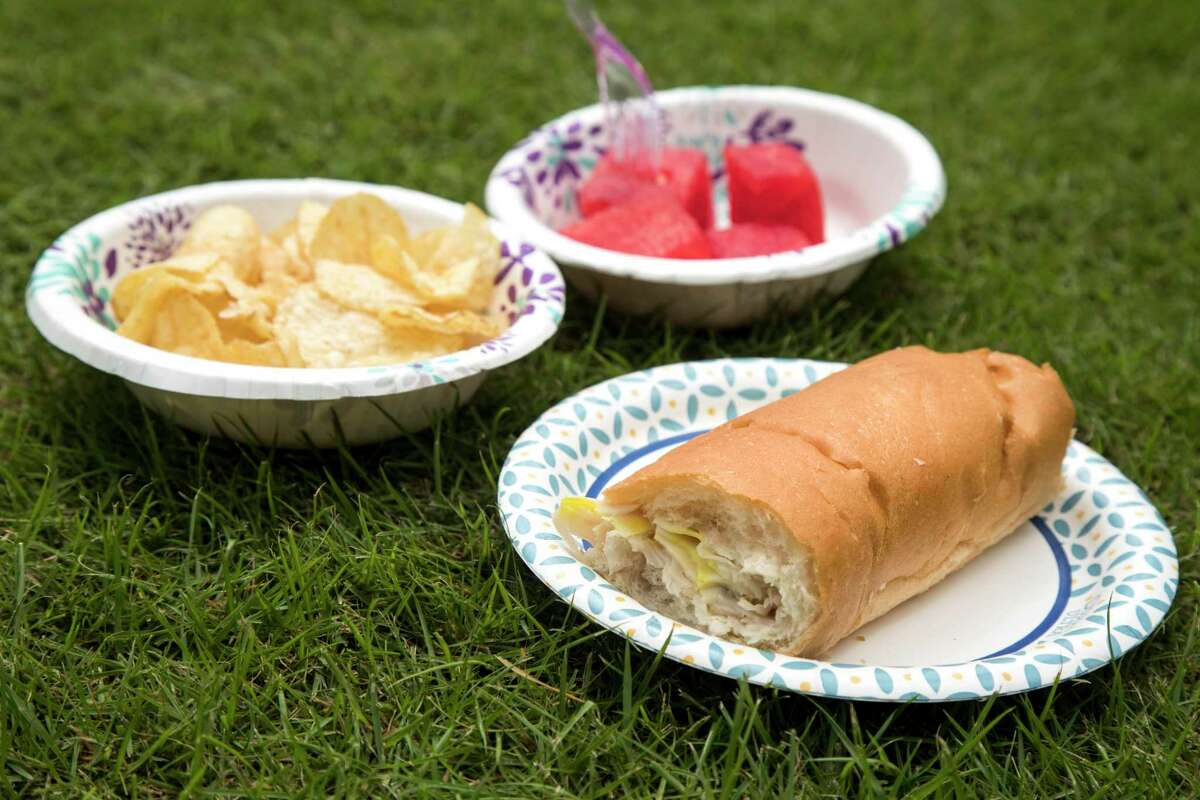 While picnicking during a pandemic, do not bring food that is meant to be shared. Opt for individually packaged sandwiches, salads or snacks. Instead of putting a bag of chips out, portion them out into personal sandwich bags or individual plates.