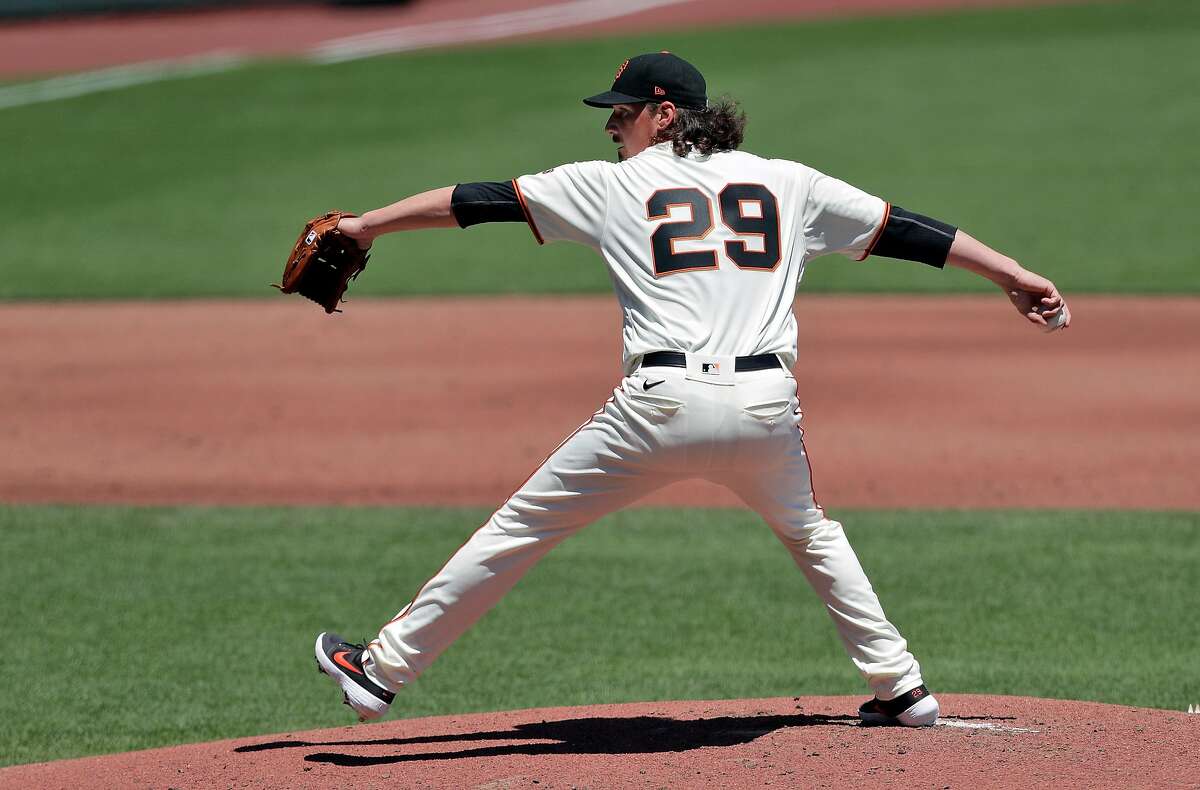 Jeff Samardzija (29) started for the San Francisco Giants as they played the Texas Rangers at the Oracle Park in San Francisco, Calif., on Sunday, August 2, 2020.