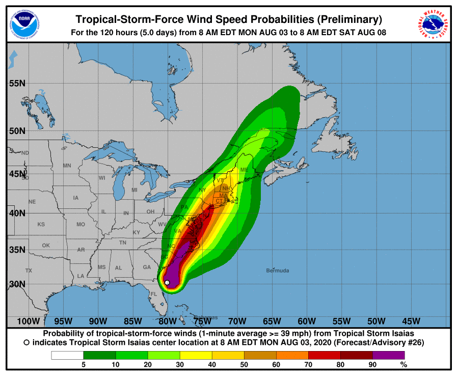 Tropical storm warning issued as Isaias heads for CT