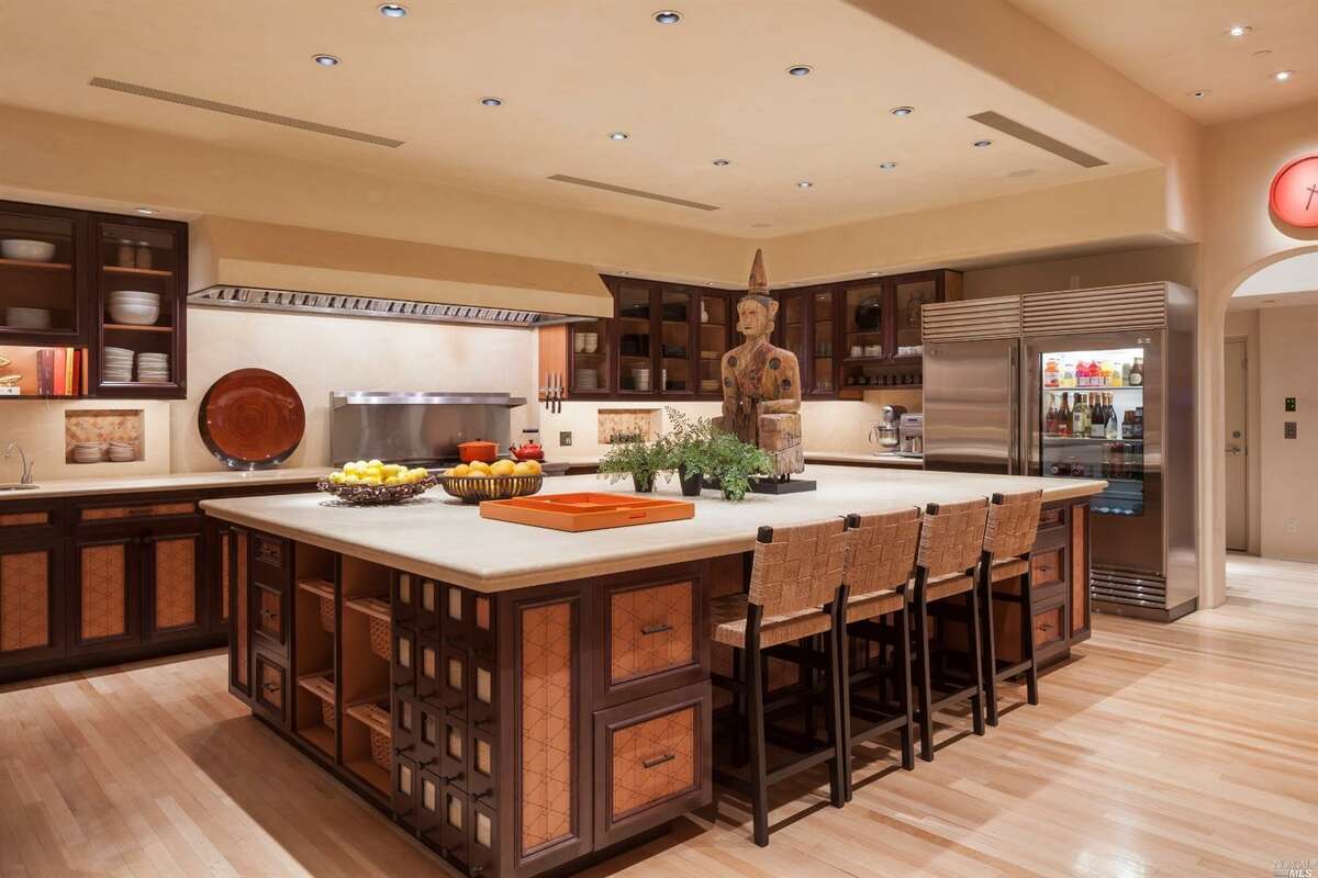 The chef's kitchen is spacious with state-of-the-art appliances.