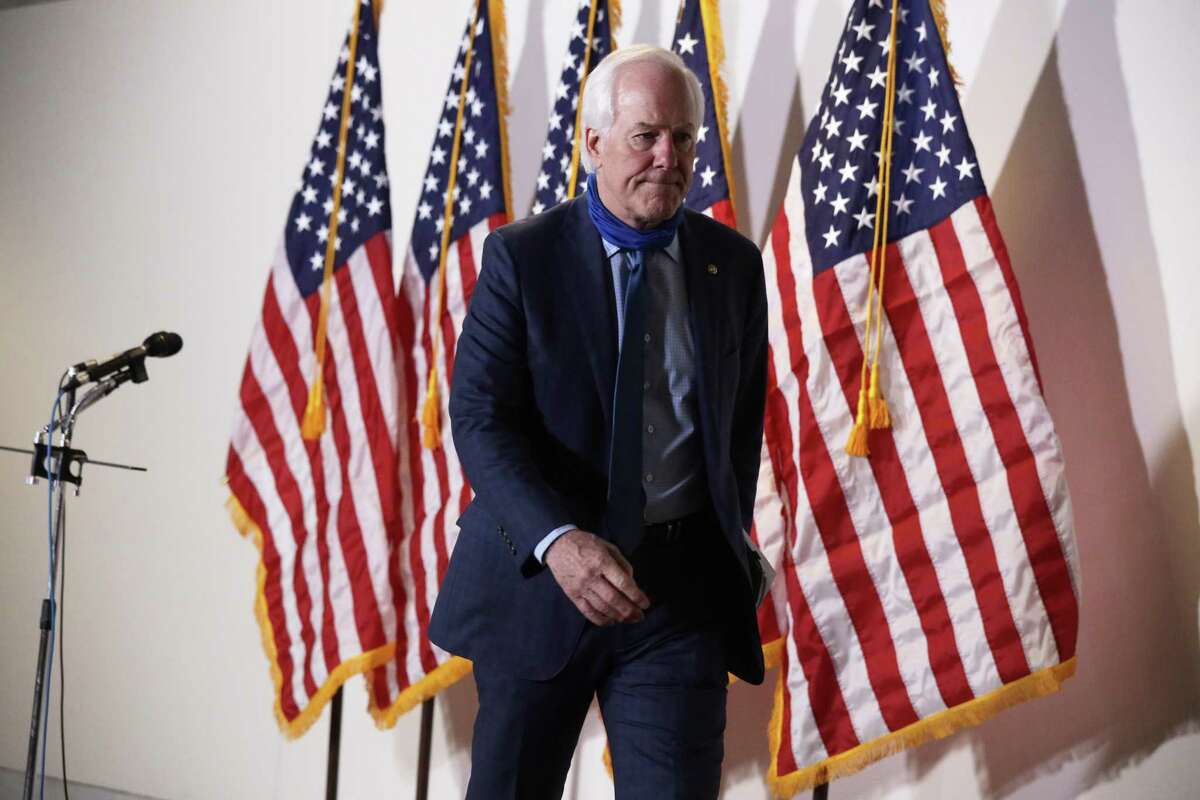 WASHINGTON, DC - MAY 12: U.S. Sen. John Cornyn (R-TX) arrives at the weekly Senate Republican Policy Luncheon at the Hart Senate Office Building May 12, 2020 on Capitol Hill in Washington, DC. Senate Republicans held the weekly luncheon to discuss their agenda. (Photo by Alex Wong/Getty Images)