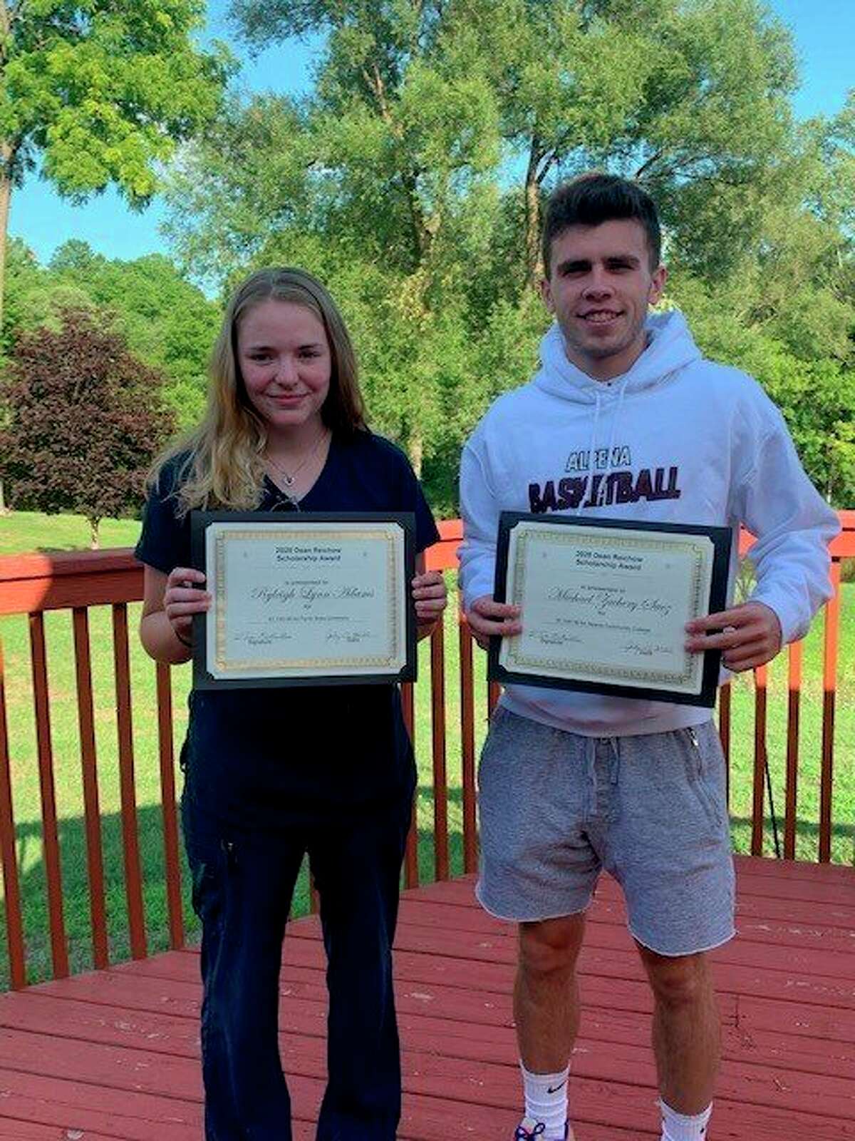 Ryleigh Adams (left) and Michael Zachery Saez each received an $1,100 Dean Riechow Scholarship Award from the Reed City Moose Lodge 705. Adams will be attending Ferris State University to study Pre-Veterinarian. Saez will be attending Alpena Community College to study Utility Technology. (Submitted photo)