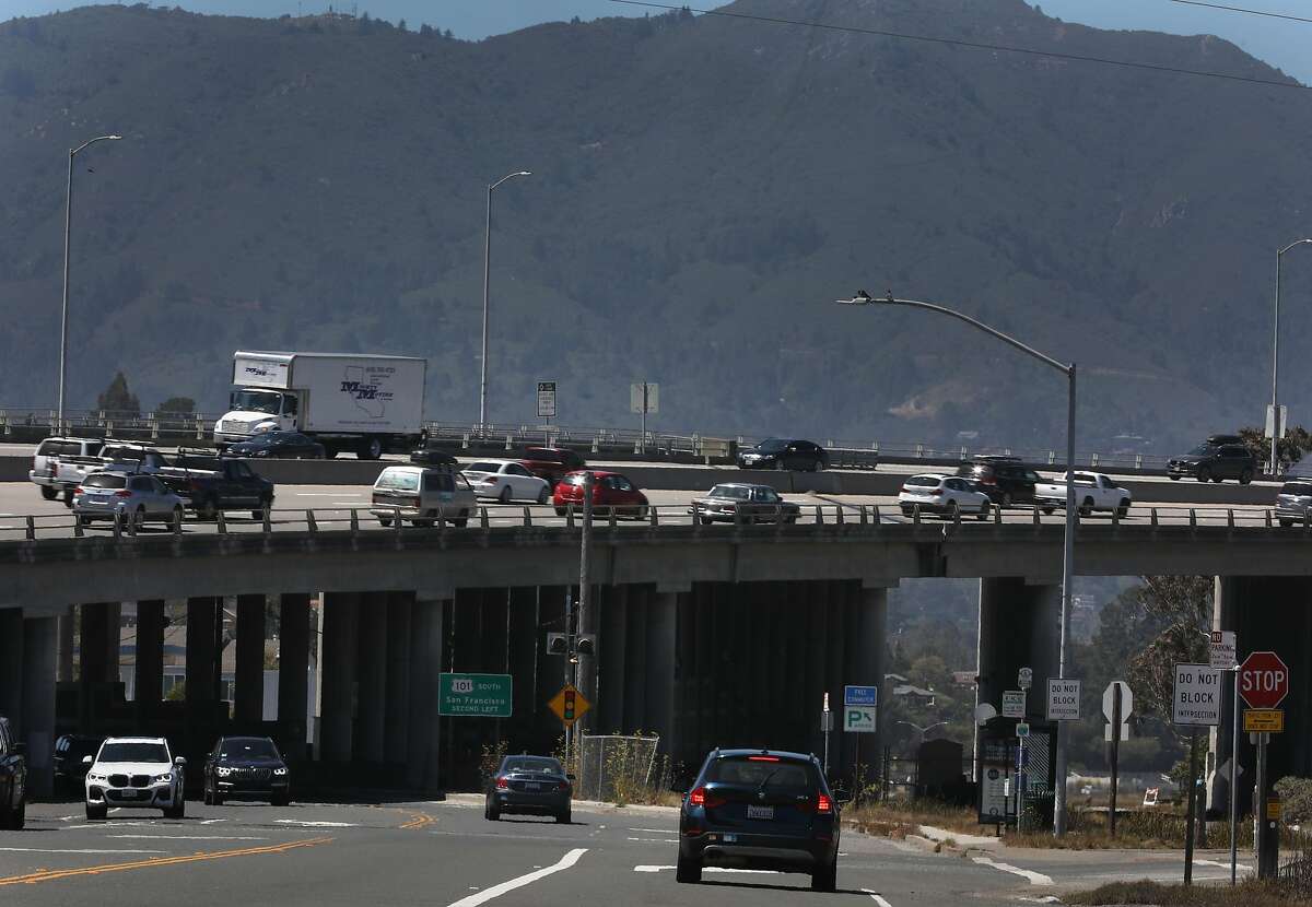 Highway 101 commute traffic, seen in Mill Valley, last year is something many Californians area not anxious to revisit. Almost a third of those working at home said they’d be happy to continue doing so, pandemic or no.