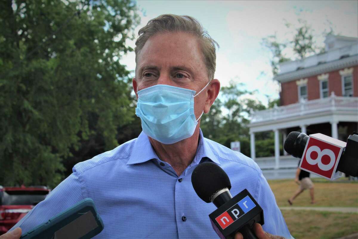 Connecticut Gov. Ned Lamont during a press conference on Wednesday, Aug. 8, 2020.