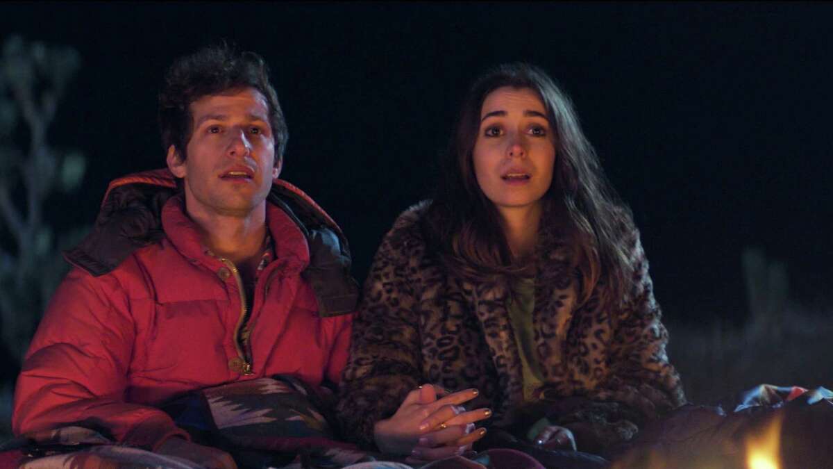 Nyles (Andy Samberg) and Sarah (Cristin Milioti) in 'Palm Springs.'(Hulu/TNS)