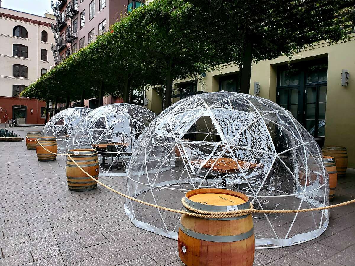 San Francisco fine dining restaurant Hashiri installed three geodesic domes for outdoor dining this week in the hopes of providing a safe environment during the coronavirus.