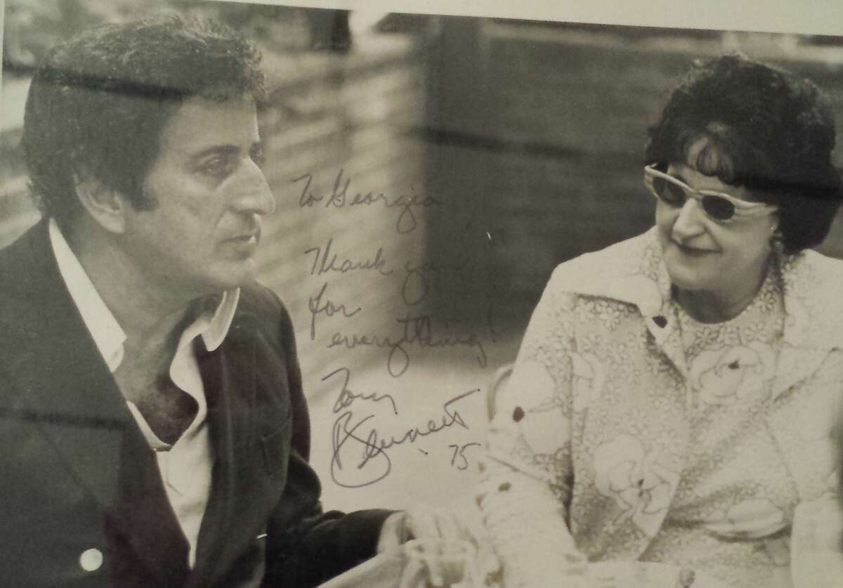 Jazz writer Georgia Urban, right, with Tony Bennett, in a 1975 photo signed for her by the singer.