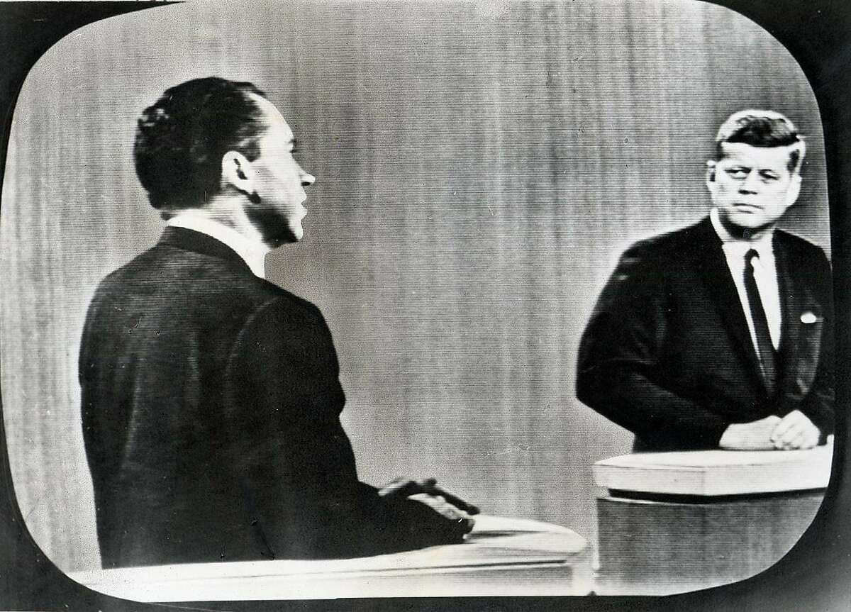 Back when candidates were cordial: Richard Nixon and John F. Kennedy as they were seen on TV in the fourth presidential debate in 1960.