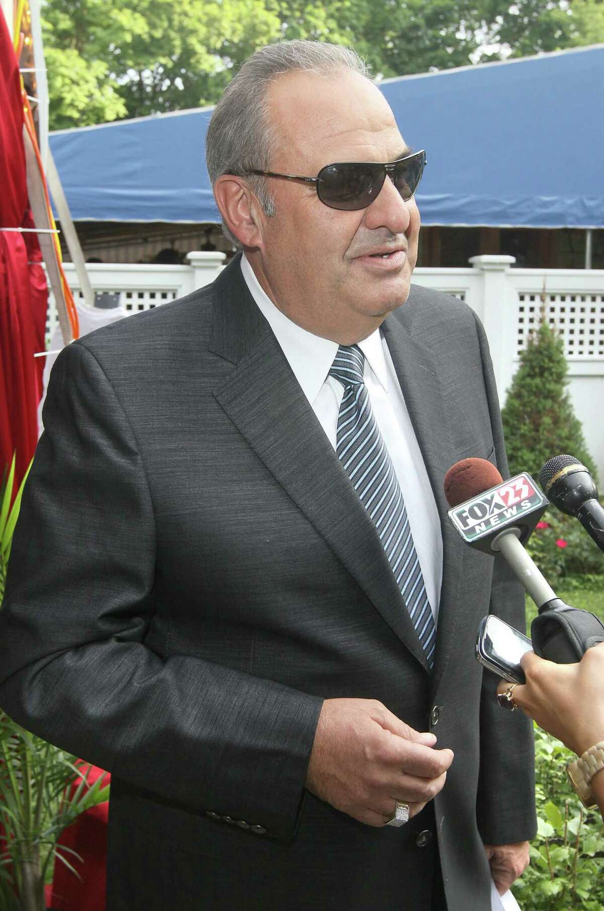 Saratoga Springs, NY - July 19, 2012 - (Photo by Joe Putrock/Special to the Times Union) - Billy Fuccillo never mentioned he was going to make a "huge" surprise donation of $50,000 while being interviewed on his way into the the 19th Annual Marini Builders Siro's Cup to benefit the Center for Disability Services.