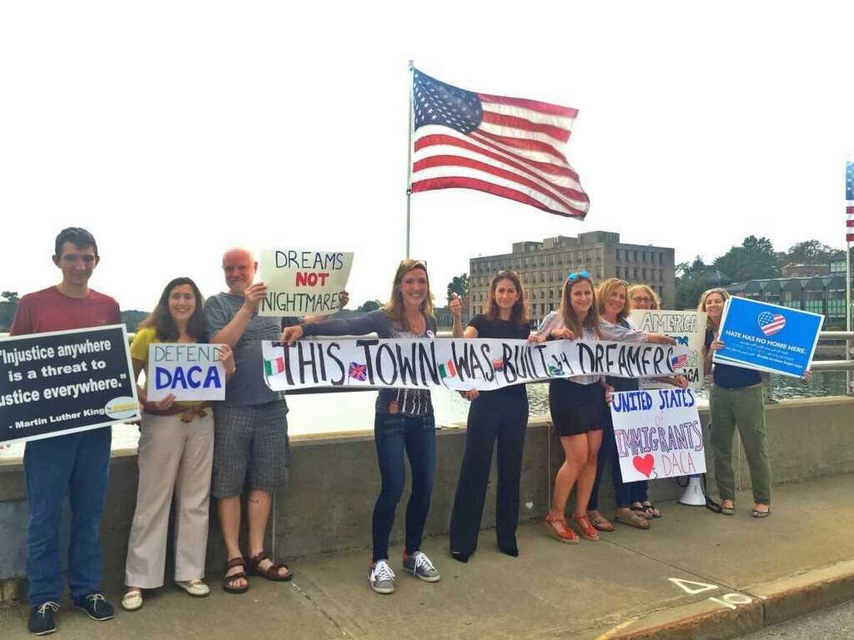 Protestors in support of DACA in Westport in 2017.