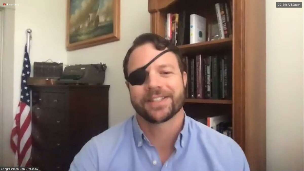 U.S. Rep. Dan Crenshaw (R-Spring) talks to the Houston Northwest Chamber of Commerce about efforts to combat the effects of coronavirus.