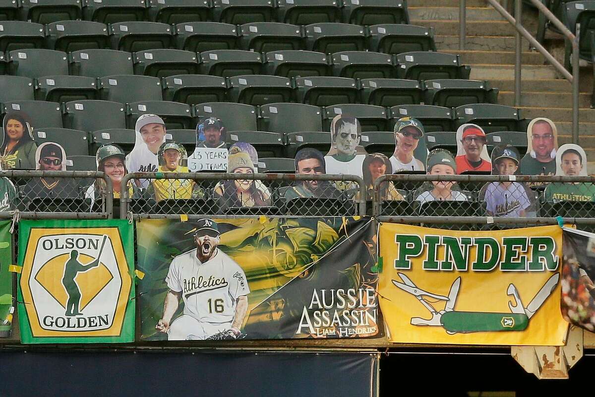 Oakland A's cardboard cutouts include Astros mascot Orbit in a trash can -  Athletics Nation