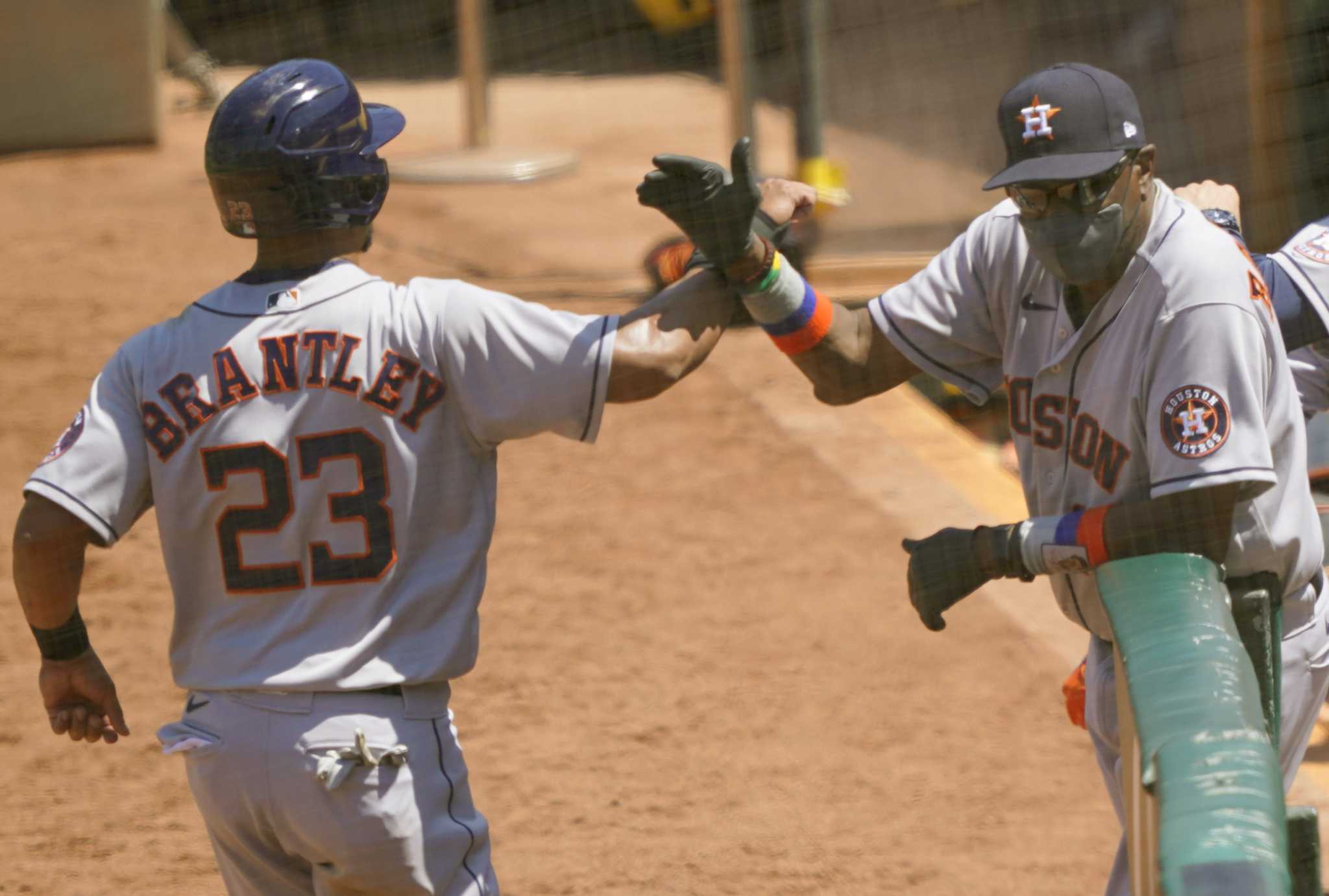 Michael Brantley of the Houston Astros celebrates with the News Photo -  Getty Images