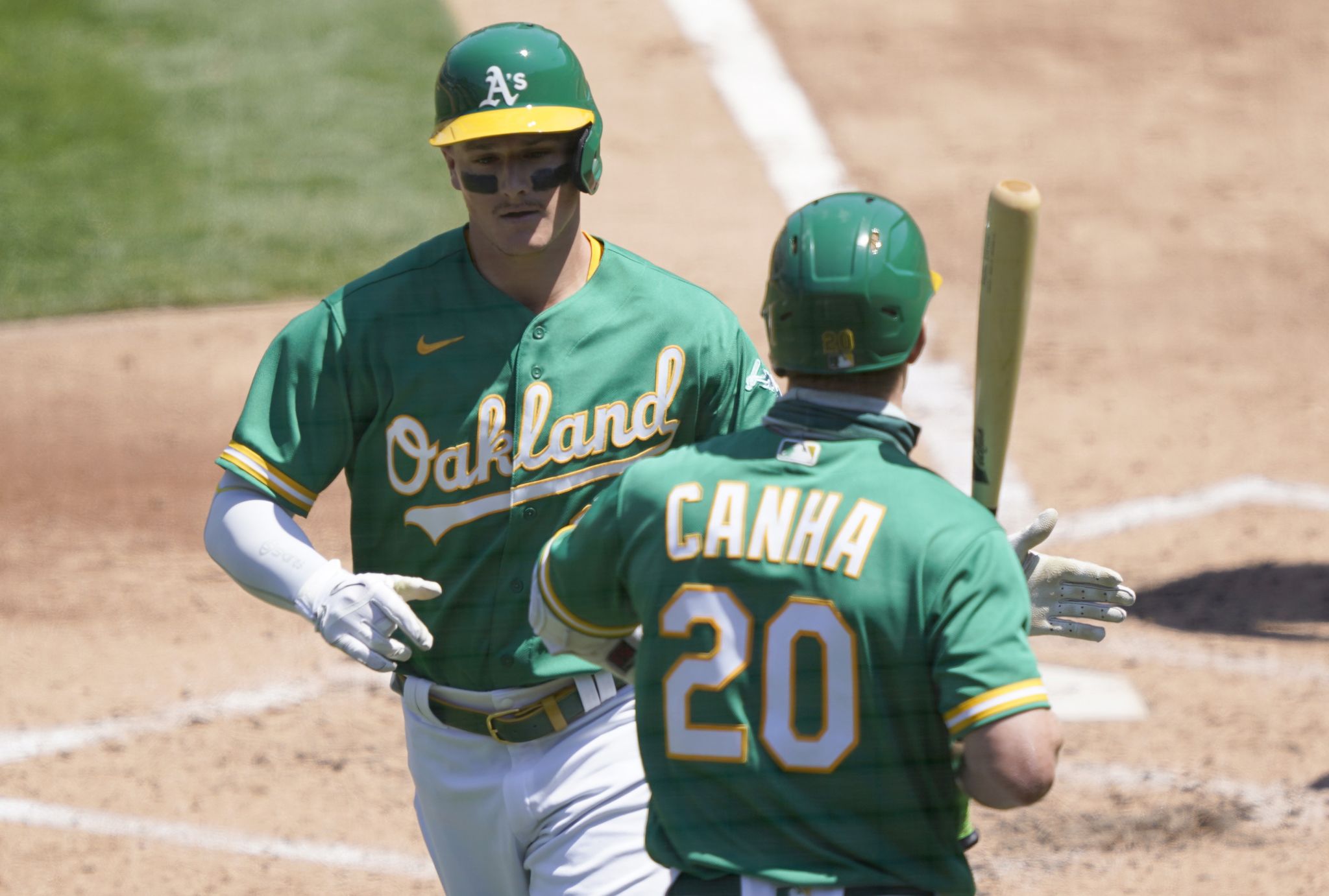 Oakland Athletics center fielder Ramon Laureano cannot catch a single hit  by Houston Astros' Aledmys Diaz during the fifth inning of a baseball game  in Oakland, Calif., Friday, July 8, 2022. (AP