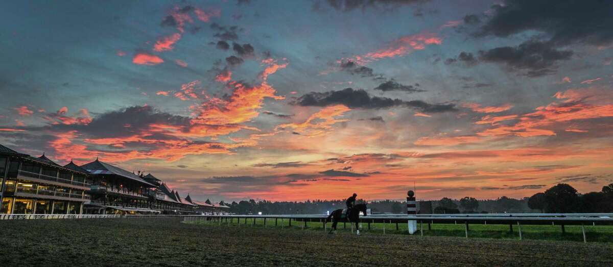 A blazing sunrise on the day after the Travers presented by Runhappy and the amazing performance by Tiz the Law at the Saratoga Race Course Sunday Aug.9, 2020 in Saratoga Springs, N.Y. Photo by Skip Dickstein/Special to the Times Union