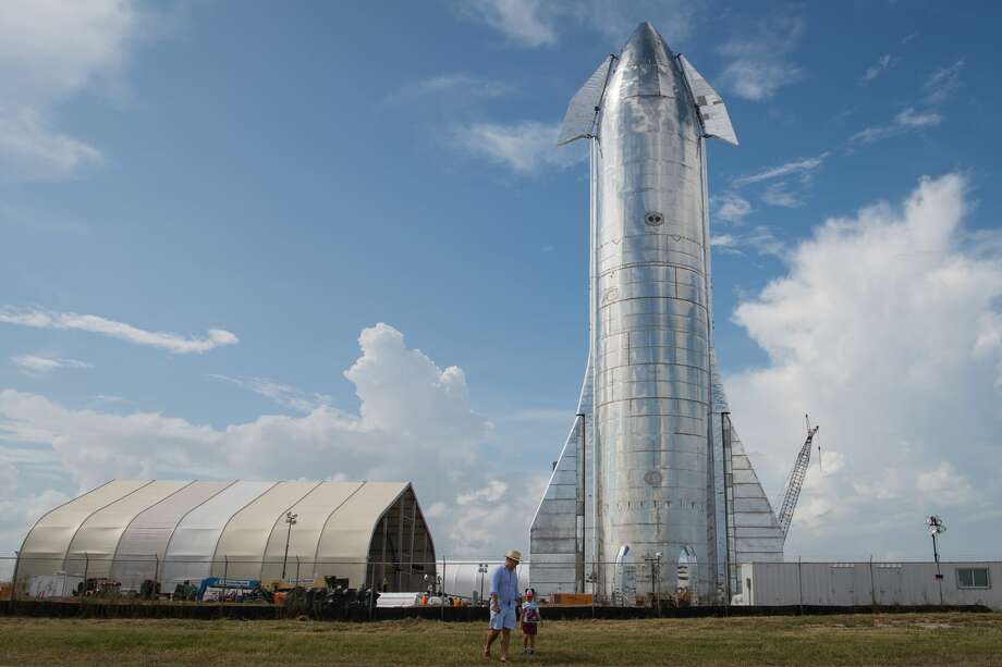 BOCA CHICA, TX - SEPTEMBER 28: A prototype of SpaceX's Starship spacecraft is seen at the company's Texas launch facility on September 28, 2019 in Boca Chica near Brownsville, Texas. The Starship spacecraft is a massive vehicle meant to take people to the Moon, Mars, and beyond. (Photo by Loren Elliott/Getty Images) Photo: Loren Elliott/Getty Images / 2019 Getty Images