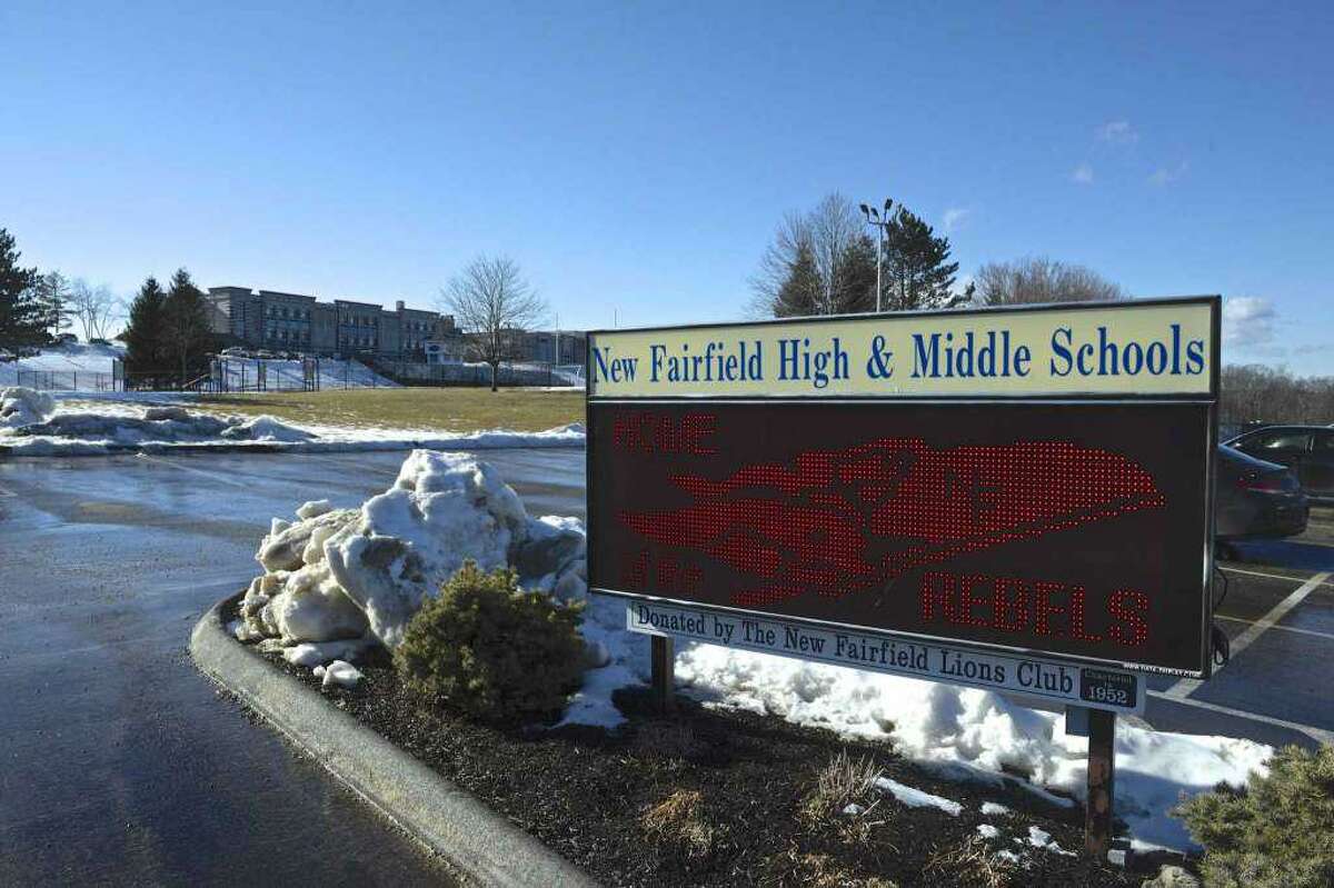 Entrance to the high school and middle school in New Fairfield, Conn.