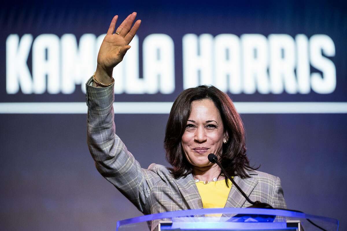 FILE - AUGUST 11, 2020: Presumptive Democratic presidential nominee former Vice President Joe Biden has announced Senator Kamala Harris as his Vice Presidential running mate in the 2020 election. COLUMBIA, SC - JUNE 22: Democratic presidential candidate, Sen. Kamala Harris (D-CA) addresses the crowd at the 2019 South Carolina Democratic Party State Convention on June 22, 2019 in Columbia, South Carolina. Democratic presidential hopefuls are converging on South Carolina this weekend for a host of events where the candidates can directly address an important voting bloc in the Democratic primary. (Photo by Sean Rayford/Getty Images)