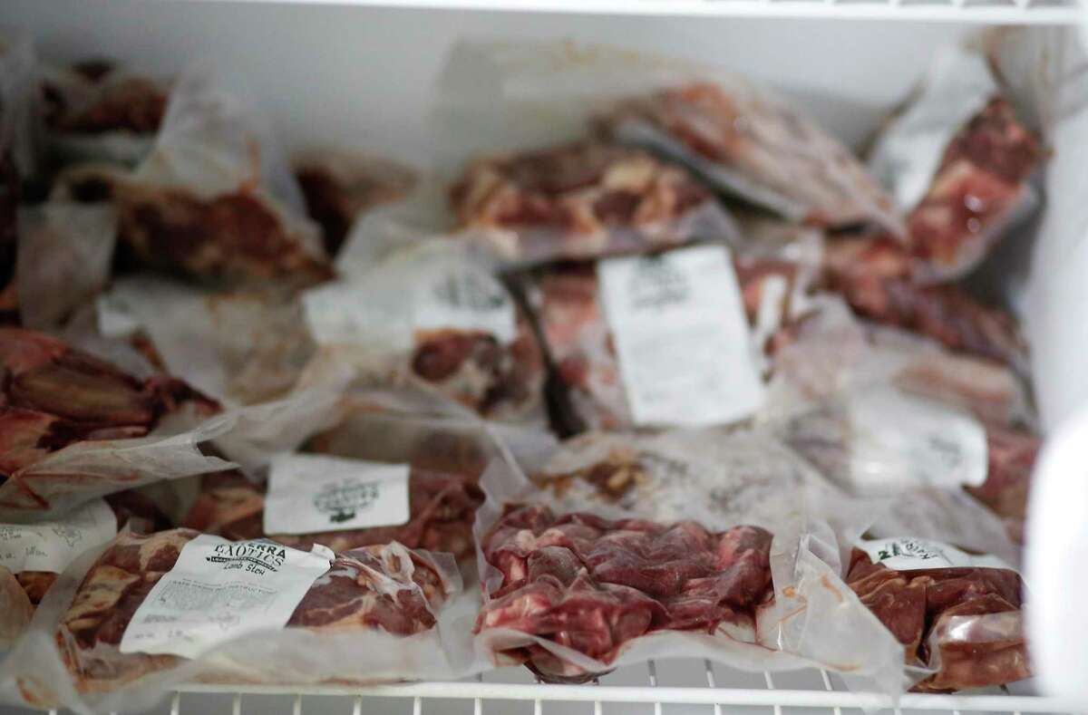 Lamb in the freezer for sale at Katerra Exotics in Katy, Texas on Thursday, May 7, 2020.