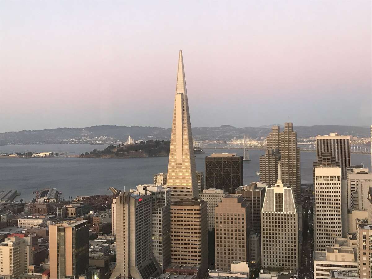 The Transamerica Pyramid as seen from the Fairmont Hotel on Sept. 5, 2019.