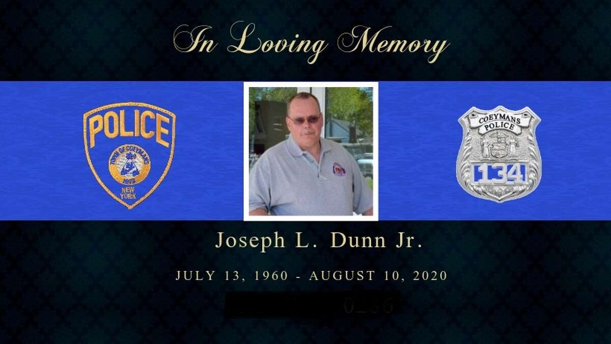 The Coeymans Police Department posted this memorial picture on its Facebook age honoring Joseph L. Dunn, Jr., an officer who died Aug. 10, 2020 after his house caught on fire Aug. 2, 2020 in Rotterdam.