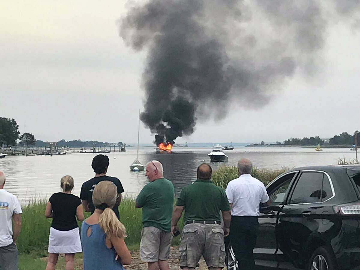 A boat caught fire Thursday evening near Shore & Country Club in Norwalk.