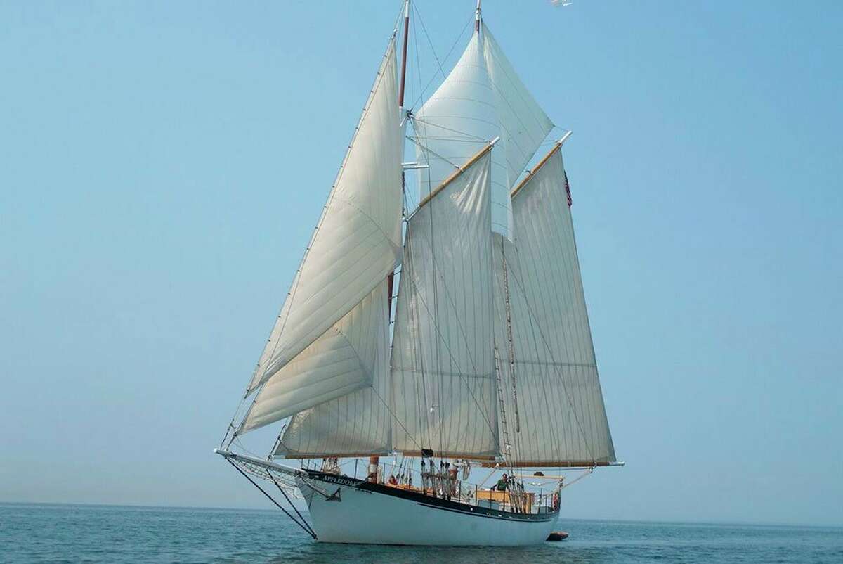 The Appledore, an educational tall ship owned and operated by BaySail in Bay City, struck Port Austin Harbor's west dock in an accidental collision in September of 2019 which lead to subsequent damage ranging upwards of half a million dollars. (BaySail/Courtesy Photo)