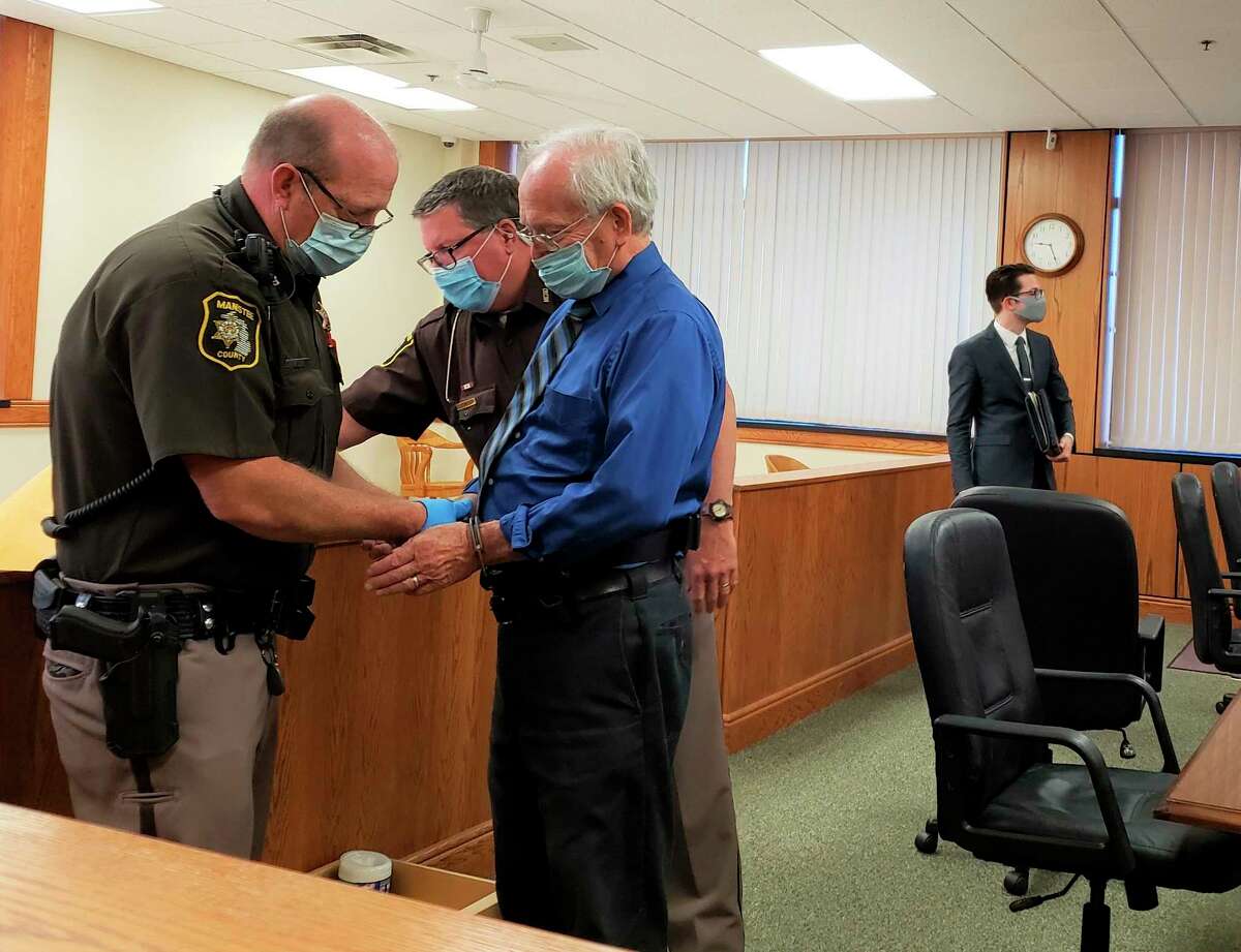 Denis Johnson was taken into custody of the Manistee County Sheriff's Office after he was sentenced on Wednesday morning. (Arielle Breen/News Advocate)
