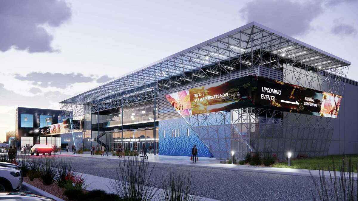 This is a rendering of the exterior of the planned Innovation Center Arena at Port San Antonio.